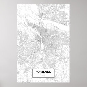 Portland, Oregon (schwarz auf weiß) Poster