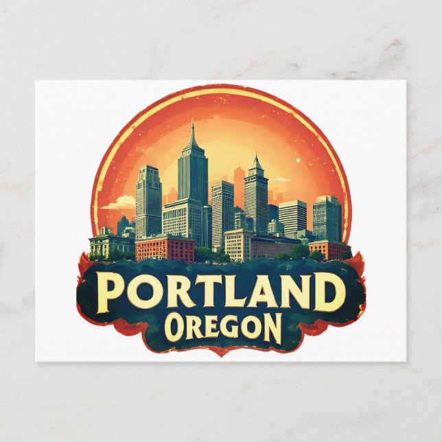 Portland Oregon Skyline Postkarte (Vorderseite)