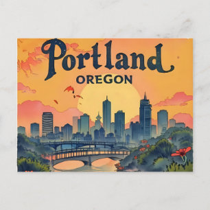 Portland Oregon Skyline Postkarte