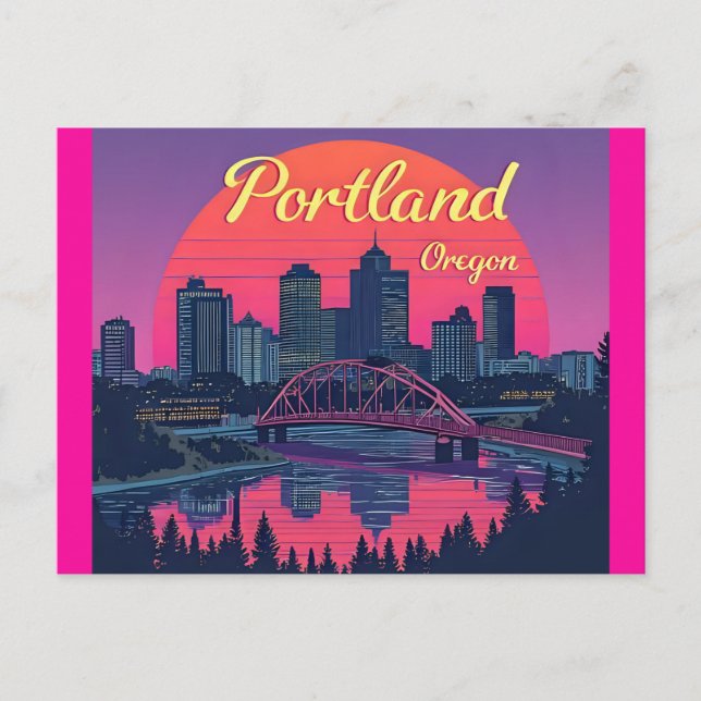 Portland Oregon Skyline Postkarte (Vorderseite)