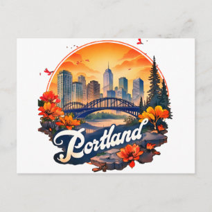 Portland Oregon Skyline Postkarte