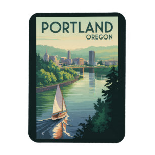 Portland Oregon Skyline Reisen Vintag Magnet