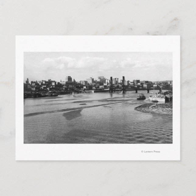 Portland, Oregon Skyline vom Fluss Willamette Postkarte (Vorderseite)