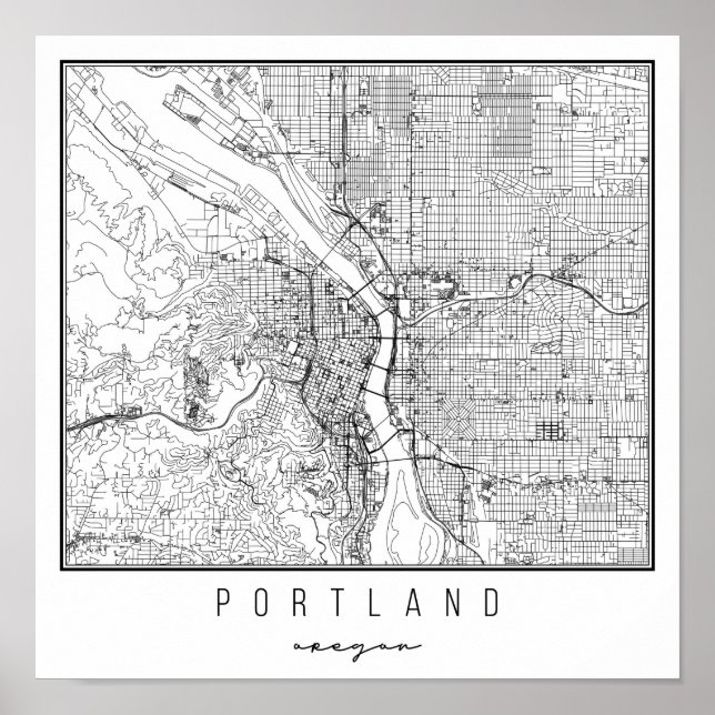 Portland Oregon Street Karte Poster (Vorne)