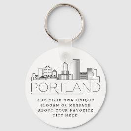 Portland, Oregon Stylized Skyline | Benutzerdefini Schlüsselanhänger