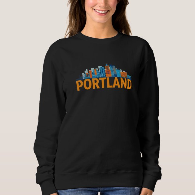 Portland Oregon USA City Skyline Silhouette Outlin Sweatshirt (Vorderseite)