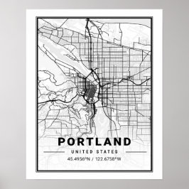 Portland Oregon USA Travel City Map Poster