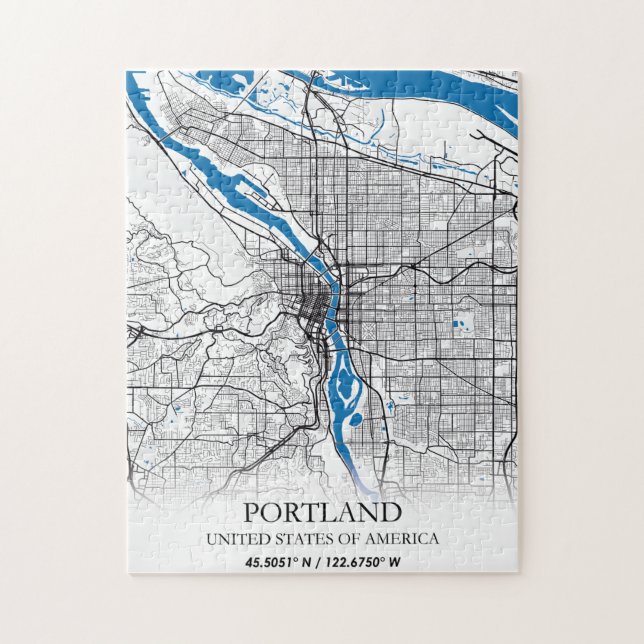 Portland Oregon USA Travel City Map Puzzle (Vertikal)