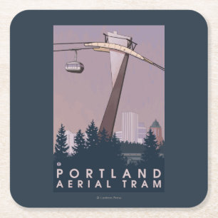 Portland, OregonAerial Tram-Szene Rechteckiger Pappuntersetzer
