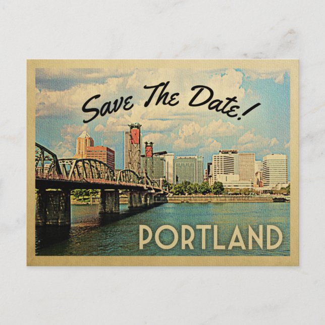 Portland Save the Date Oregon Ankündigungspostkarte (Vorderseite)