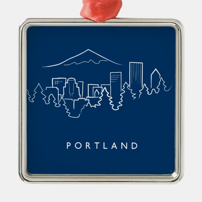 Portland-Skyline Ornament Aus Metall (Vorne)