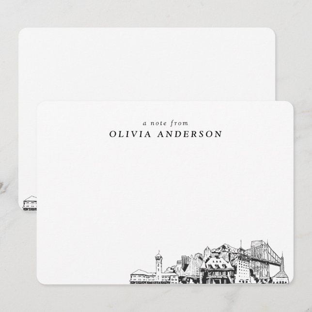 Portland Skyline Sketch Personalisierte Mitteilung Mitteilungskarte (Vorne/Hinten)