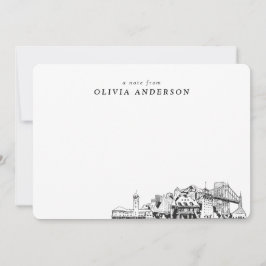 Portland Skyline Sketch Personalisierte Mitteilung Mitteilungskarte