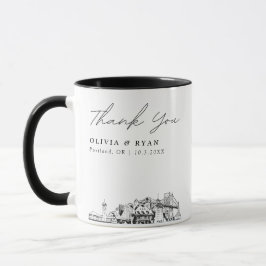 Portland Skyline Sketch Simple Custom Wedding Tass Tasse