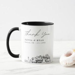 Portland Skyline Sketch Simple Custom Wedding Tass Tasse