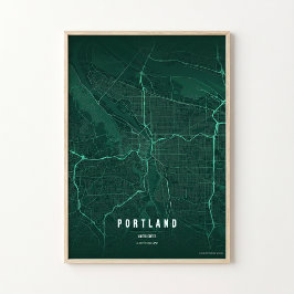 Portland Smaragdkarte Druck Oregon Wandkunst Poste Poster