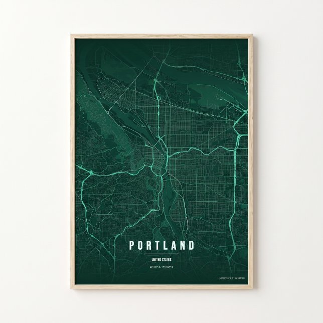 Portland Smaragdkarte Druck Oregon Wandkunst Poste Poster (Von Creator hochgeladen)
