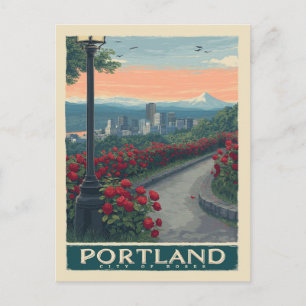 Portland Stadt der Rosen – Rosengarten & Skyline Postkarte