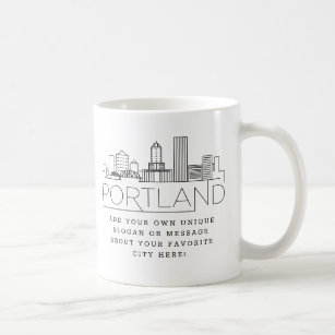 Portland Stylized Skyline   Benutzerdefinierter Sl Kaffeetasse