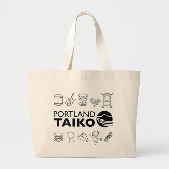 Portland Taiko Line Art Tote Bag Jumbo Stoffbeutel (Vorne)