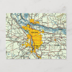 Portland und Vancouver Oregon Vintage Karte