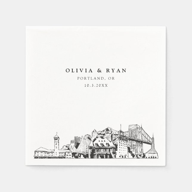 Portland Wedding Paper Cocktail Napkin Serviette (Vorderseite)