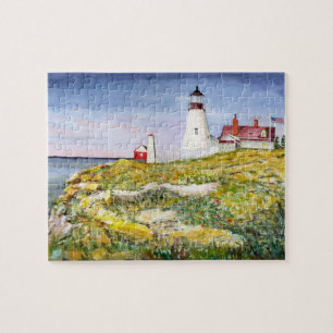 Portlandhauptleuchtturm-Maine-Aquarell-Malerei Puzzle