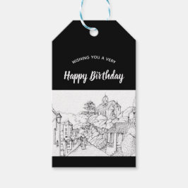 Portmeirion North Wales Pen und Tintenzeichnung Geschenkanhänger