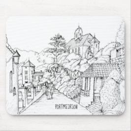 Portmeirion North Wales Pen und Tintenzeichnung Mousepad