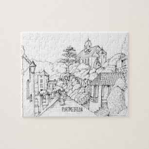 Portmeirion North Wales Pen und Tintenzeichnung Puzzle