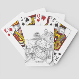 Portmeirion North Wales Pen und Tintenzeichnung Spielkarten