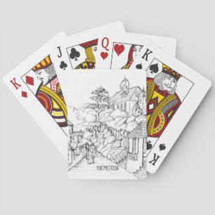 Portmeirion North Wales Pen und Tintenzeichnung Spielkarten