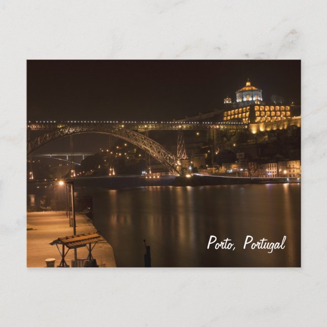 Porto bei Nacht Postkarte (Vorderseite)