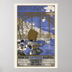 Porto Berühmtes Weingebiet Portugal Vintage Poster