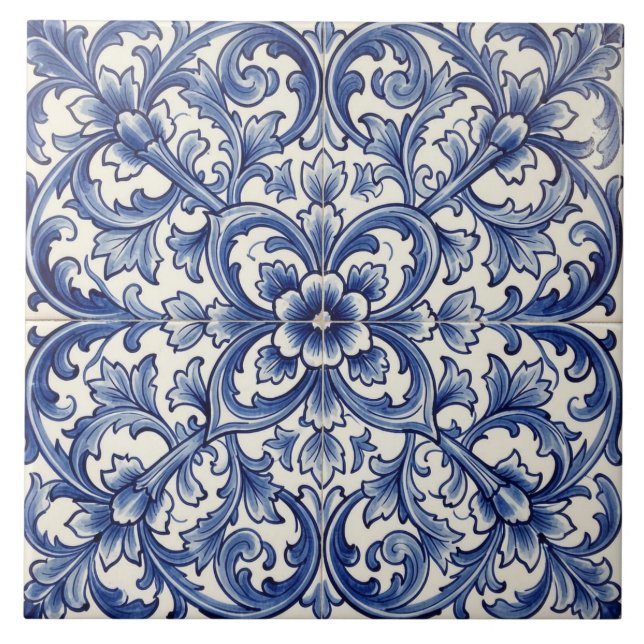 Porto Blue Blossom Fliese (Vorderseite)