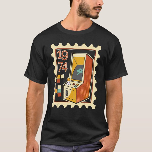 Porto-Briefmarke mit Computerspielautomat 1974 T-Shirt (Vorderseite)