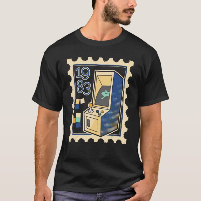Porto-Briefmarke mit Computerspielautomat 1983 T-Shirt (Vorderseite)