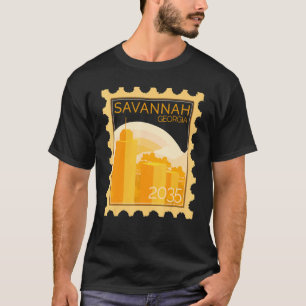 Porto-Briefmarke mit Sonnenuntergang in Savannah T-Shirt