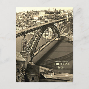 Porto-Brücke über den Douro-Fluss, Portugal, Sepia Feiertagspostkarte