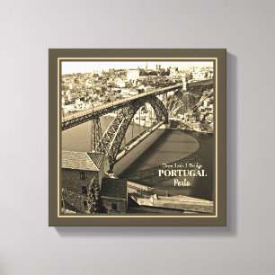 Porto-Brücke über den Douro-Fluss, Portugal, Sepia Leinwanddruck