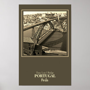 Porto-Brücke über den Douro-Fluss, Portugal, Sepia Poster
