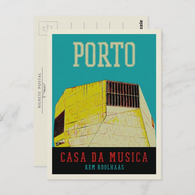 Porto Casa da Musica Illustration Portugal Postkarte (Vorne/Hinten)