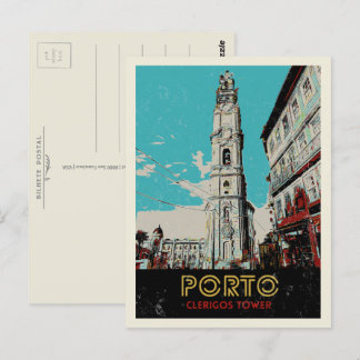 Porto Clerigos Tower Illustration Portugal Postkarte