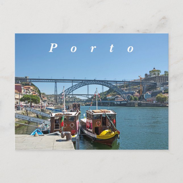 Porto. Douro River und Dom Luis I Bridge. Postkarte (Vorderseite)