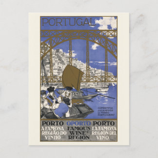 Porto Famous Wine Region Portugal Vintage Poster Postkarte