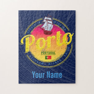 Porto in Portugal Schiff Retro Sonnenuntergang Vin Puzzle