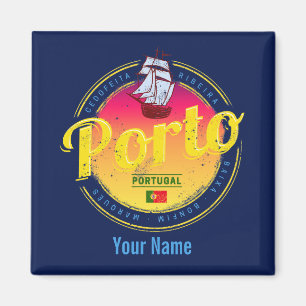 Porto in Portugal Schiff Retro Sunset Vintag Magnet