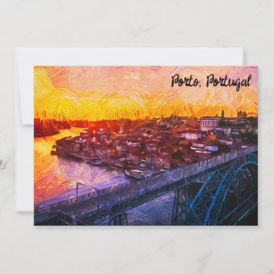 Porto Portugal Aquarell-Panoramablick  Karte