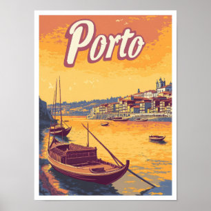Porto Portugal Art Vintage Reise Illustration Poster