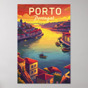 Porto Portugal Der berühmte Vintage-Ausflugsort Poster